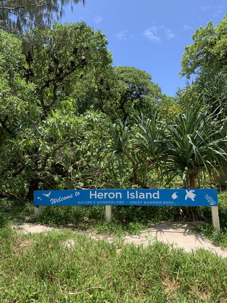 Heron Island velkomstskilt Australien